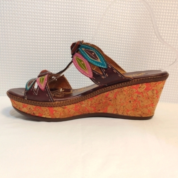 Spring Step Bonita Leather Jeweled Dragonfly Wedge Sandals Colorful 10.5 - Picture 10 of 13